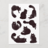 Aquarelle chats noirs briefkaart (Voorkant)