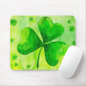 Aquarelle clover mousepad muismat (Met muis)