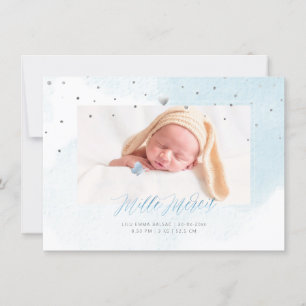 Aquarelle Confettis Remerciement Naissance Fille Kaart