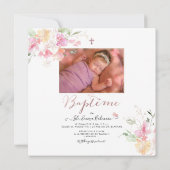 Aquarelle Fluers de Pois Faire-part de Baptême Kaart (Achterkant)