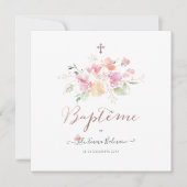 Aquarelle Fluers de Pois Faire-part de Baptême Kaart (Voorkant)