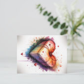 Aquarelle Heart briefkaart (Staand voorkant)
