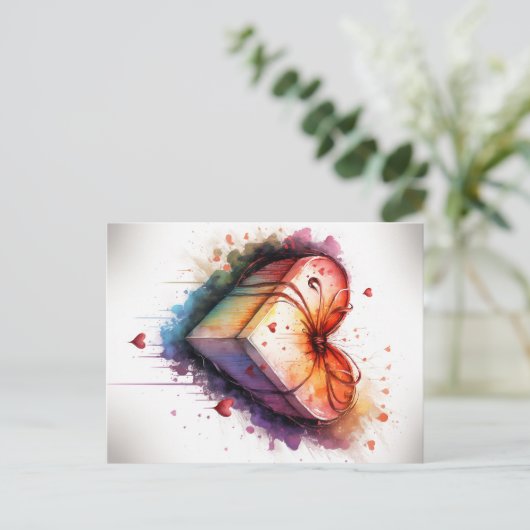 Aquarelle Heart briefkaart (Staand voorkant)