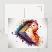 Aquarelle Heart briefkaart (Voorkant / Achterkant)