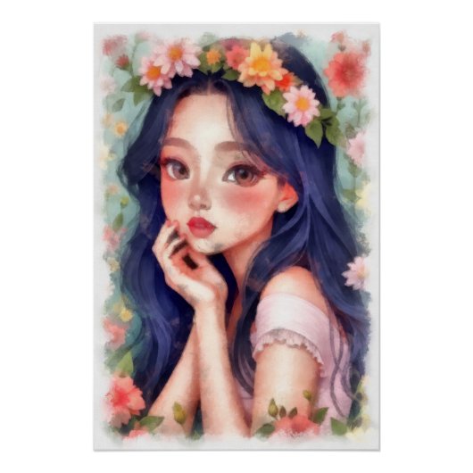Aquarelle, jonge dochter perfect poster (Voorkant)
