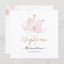 Aquarelle Les Fluers Faire part de Baptême Kaart