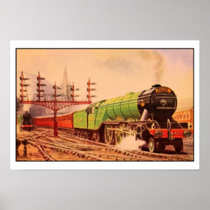 Aquarelle  locomotief Flying Scotsman Poster