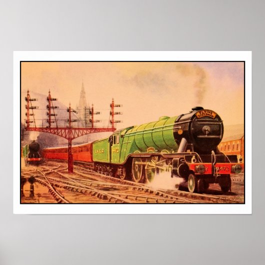 Aquarelle  locomotief Flying Scotsman Poster (Voorkant)