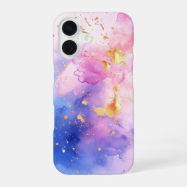 Aquarelle Lumière Luxe Roze Blauwe Waterverf iPhone 16 Hoesje