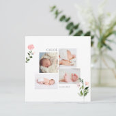 Aquarelle petites fleurs Faire part de Naissance Kaart (Staand voorkant)