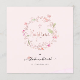 Aquarelle Petites Fluers Faire-part de Baptême Kaart