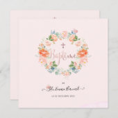 Aquarelle Petites Fluers Faire-part de Baptême Kaart (Voorkant / Achterkant)