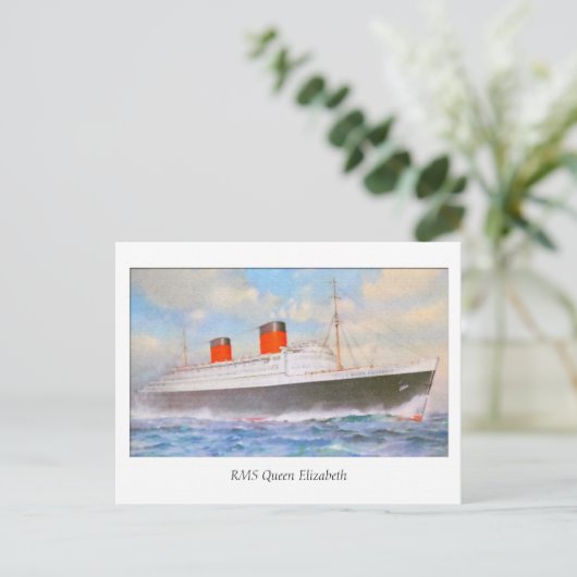 Aquarelle RMS Queen Elizabeth Briefkaart (Staand voorkant)