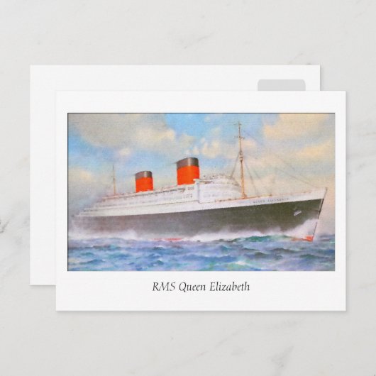 Aquarelle RMS Queen Elizabeth Briefkaart (Voorkant / Achterkant)