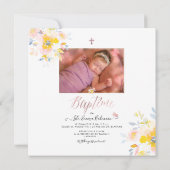 Aquarelle Roos de Jardin Faire-part de Baptême Kaart (Achterkant)