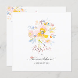 Aquarelle Roos de Jardin Faire-part de Baptême Kaart