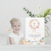 Aquarelle Rougissant Remerciements-Bapteme Fille Kaart (Staand voorkant)