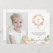 Aquarelle Rougissant Remerciements-Bapteme Fille Kaart (Voorkant / Achterkant)