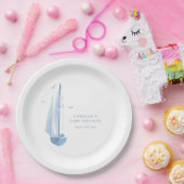 Aquarelle Sailboat Baby shower Ahoy Boy's Welkom Papieren Bordje (Feest)