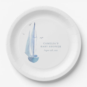 Aquarelle Sailboat Baby shower Ahoy Boy's Welkom Papieren Bordje
