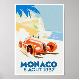 Aquarelle van Monaco 1937 van Grand Prix Poster