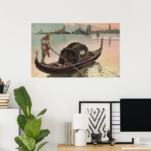  aquarelle Venice La Gondola Poster (Thuiskantoor)