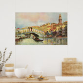  aquarelle Venice Rialto Bridge Poster (Keuken)