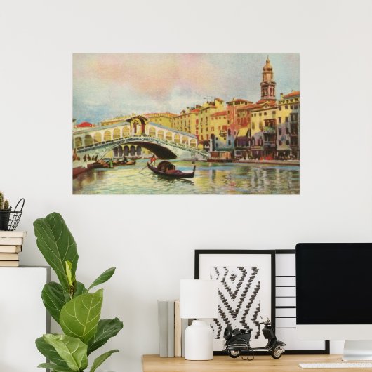  aquarelle Venice Rialto Bridge Poster (Thuiskantoor)