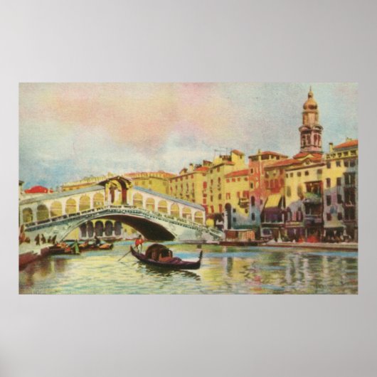  aquarelle Venice Rialto Bridge Poster (Voorkant)