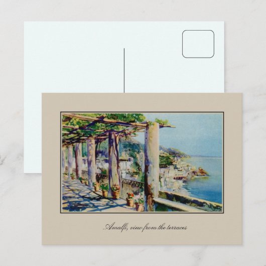 Aquarelle Waterverf Amalfi Golf van Salerno Briefkaart (Voorkant / Achterkant)