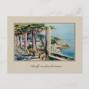Aquarelle Waterverf Amalfi Golf van Salerno Briefkaart