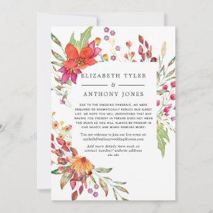 Aquarelle Wild Flower Wedding Reduced Guest List Aankondiging