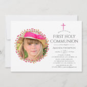 Aquarelle Wildflower First Heilige Communie Kaart (Voorkant)
