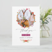 Aquarelle Wildflower foto bruiloft foto Bedankkaart (Staand voorkant)