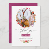 Aquarelle Wildflower foto bruiloft foto Bedankkaart (Voorkant / Achterkant)