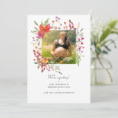 Aquarelle Wildflower Foto Zwangerschap Aankondiging (Staand voorkant)