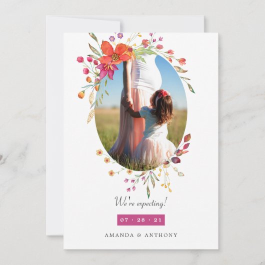 Aquarelle Wildflower Fotoaankondiging Aankondiging (Voorkant)