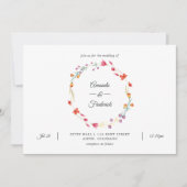 Aquarelle Wildflower Fotobruiloft Kaart (Voorkant)