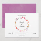 Aquarelle Wildflower Fotobruiloft Kaart (Voorkant / Achterkant)