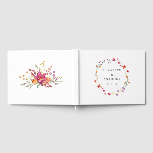 Aquarelle Wildflower Spring Wedding Gastenboek (Volledig)