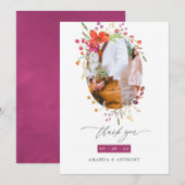 Aquarelle Wildflower trouwfoto Bedankkaart (Voorkant / Achterkant)