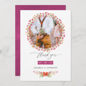 Aquarelle Wildflower trouwfoto Bedankkaart (Voorkant / Achterkant)