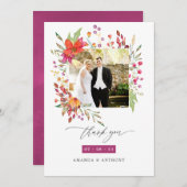 Aquarelle Wildflower trouwfoto Bedankkaart (Voorkant / Achterkant)
