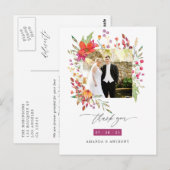 Aquarelle Wildflower Weddenfoto Hartelijk dank Briefkaart (Voorkant / Achterkant)