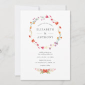 Aquarelle Wildflower Wedding Kaart (Voorkant)