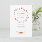 Aquarelle Wildflower Wedding Kaart (Staand voorkant)