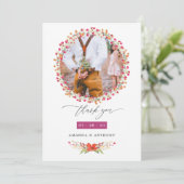 Aquarelle Wildflower Wedding Photo Collage Bedankkaart (Staand voorkant)