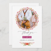 Aquarelle Wildflower Wedding Photo Collage Bedankkaart (Voorkant / Achterkant)