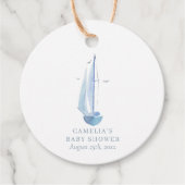 Aquarelle zeilboot Baby shower Ahoy Boy's Bedankjes Labels (Voorkant)