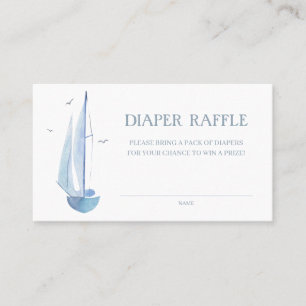 Aquarelle zeilboot Baby shower Ahoy Boy's Diaper Visitekaartje